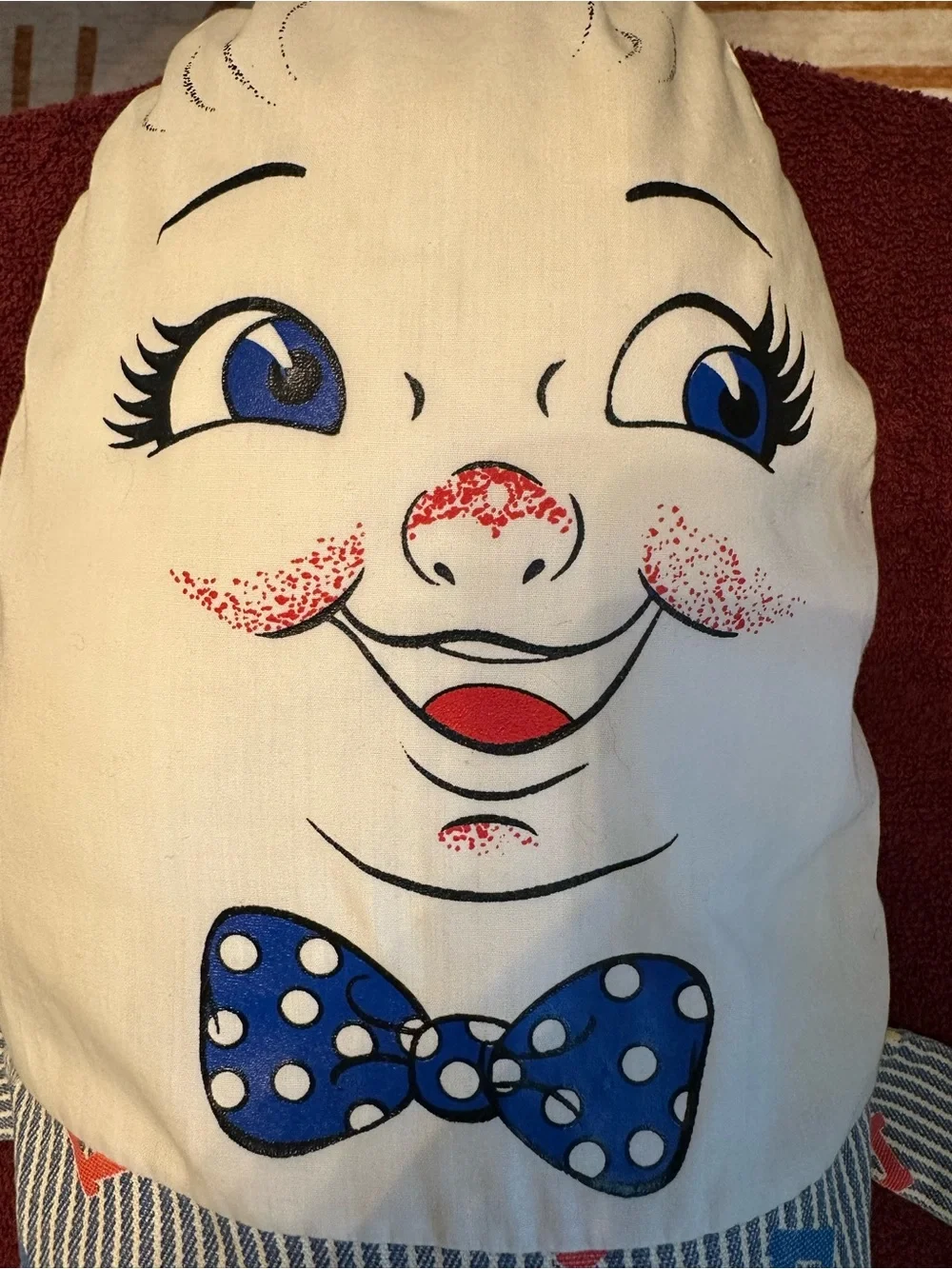 Vintage Humpty Dumpty Handmade Pillow Doll Plush Nursery Decor 19”